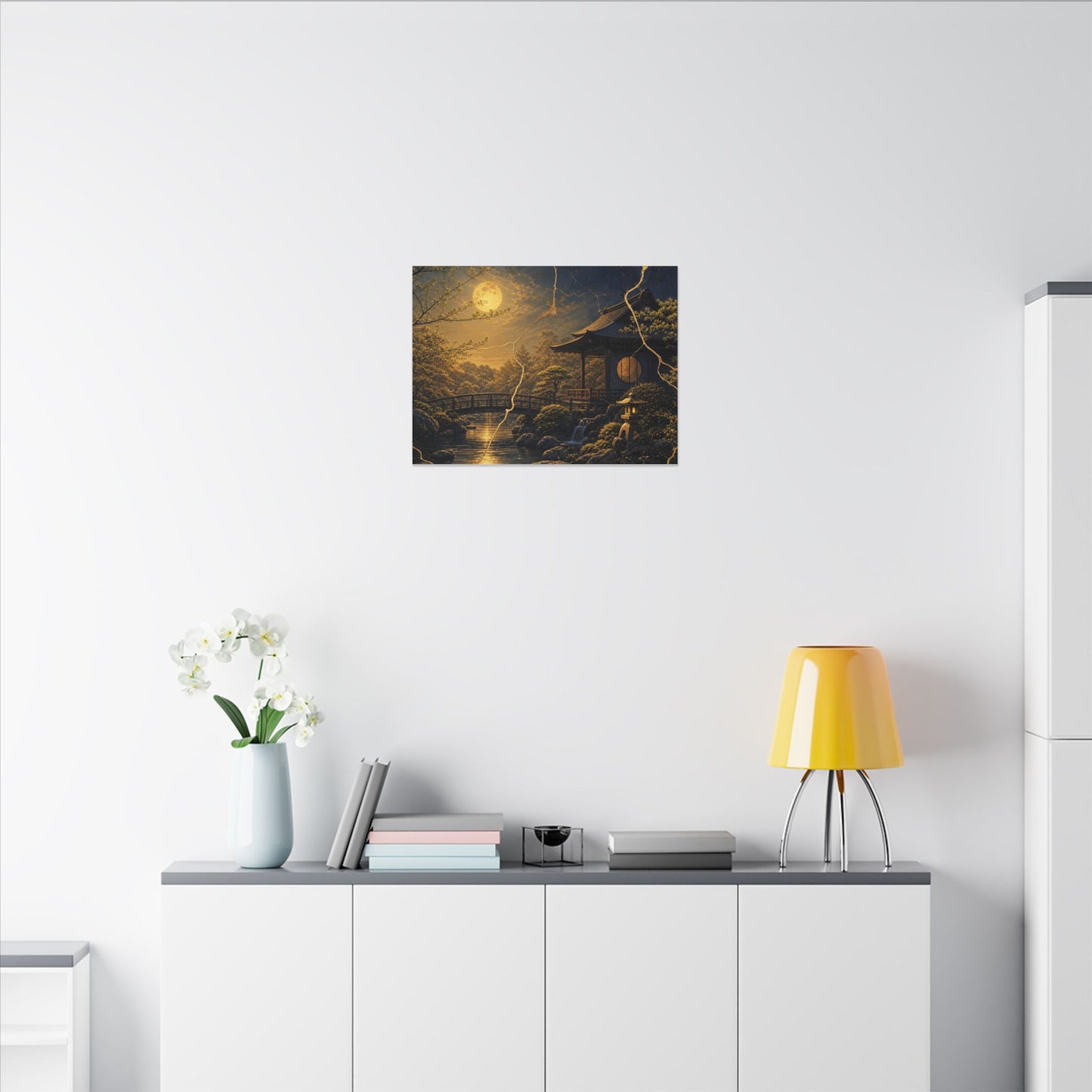 Spring Moonlit Garden Gold Vein Canvas Art | Resilient Decor