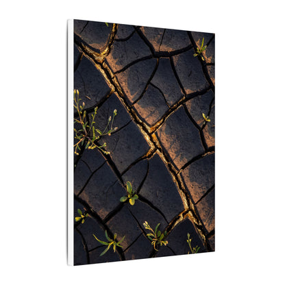 Kintsugi Cracked Earth in Golden Hour | Gold Vein Canvas Art