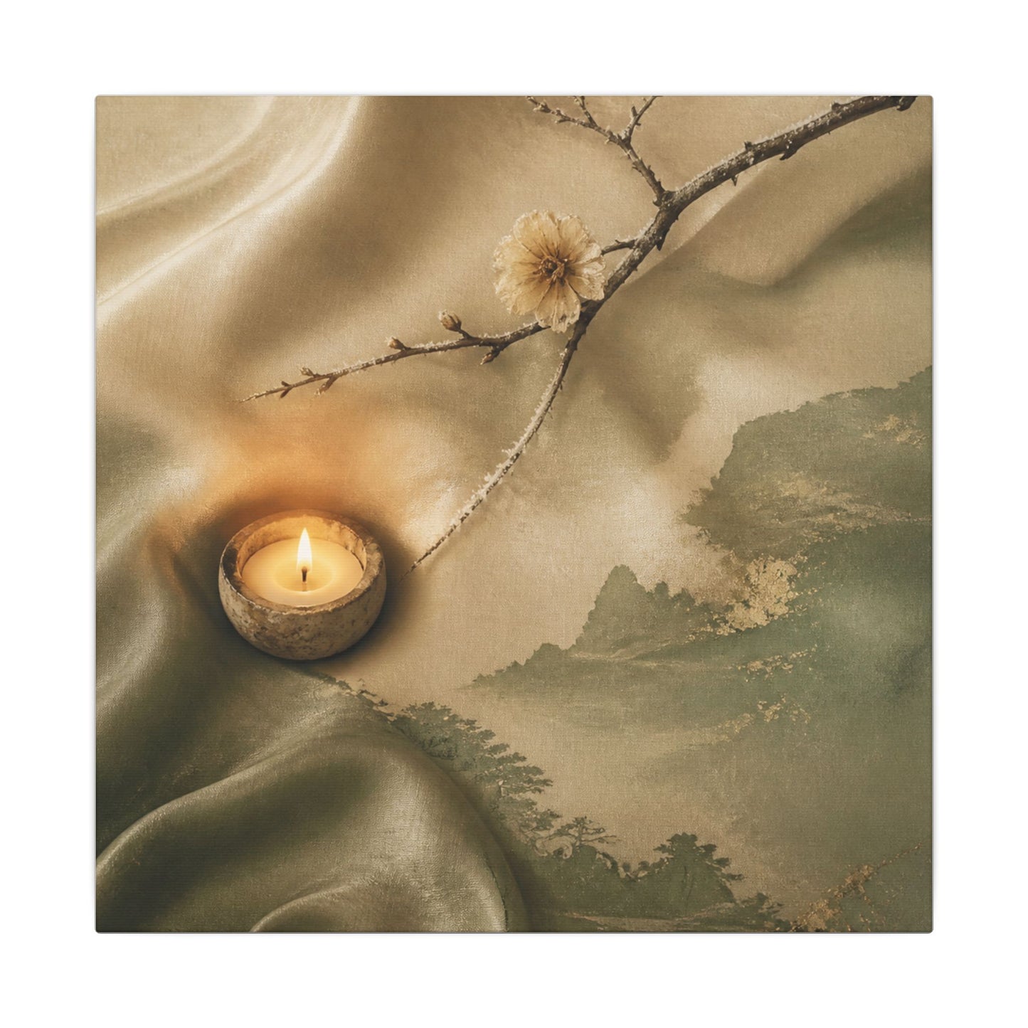 Silk Drape Japanese Pattern Canvas Art | Warm Japandi Art
