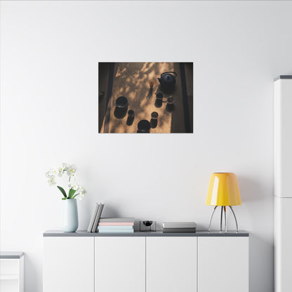 Shibui Tea Ceremony Canvas Art - Dark Japandi Shadow Zen