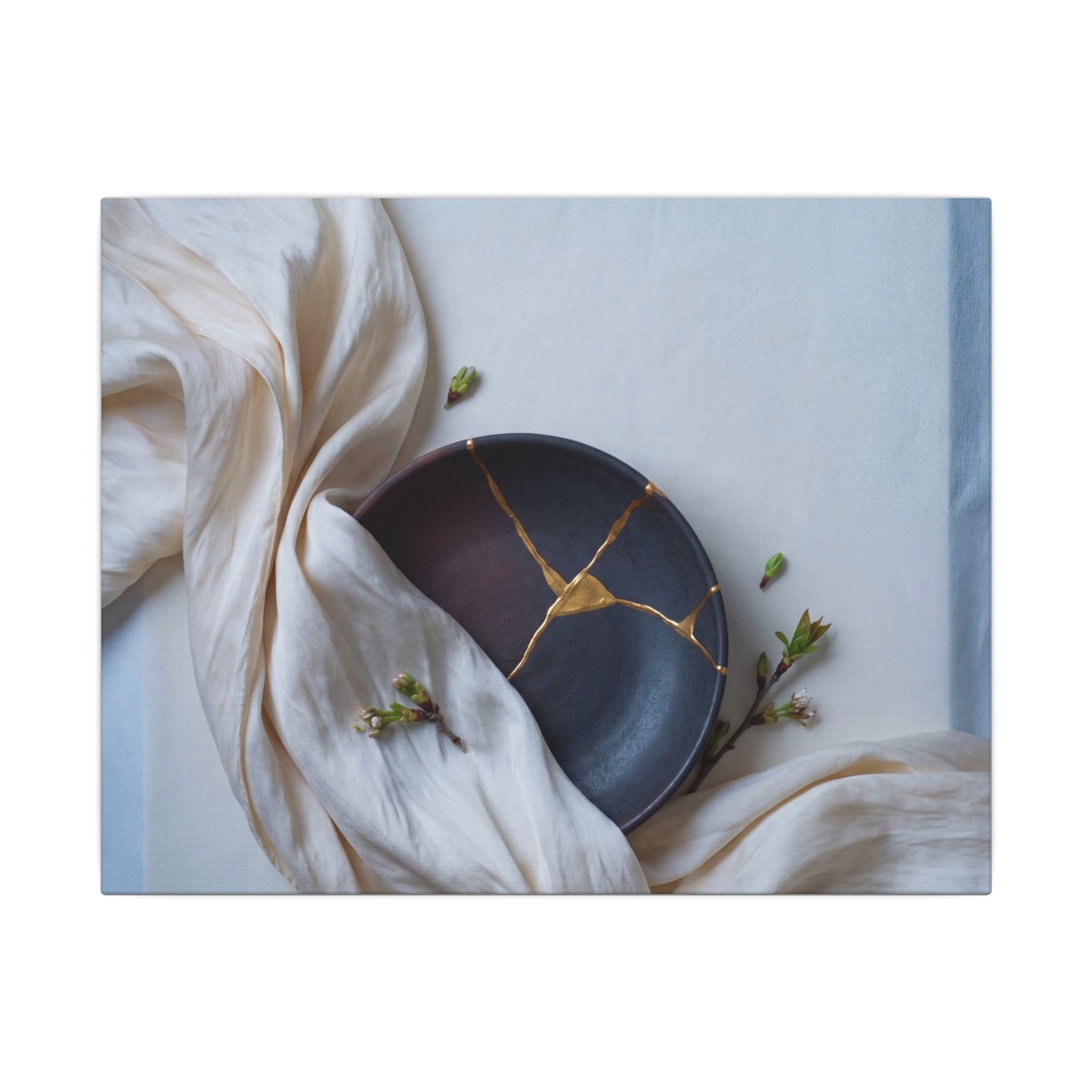 Ma Silk Drape Canvas Art - Kintsugi Gold Repair