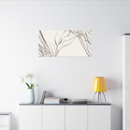 Neutral Shoji Screen Canvas Art - Minimal Line Japandi