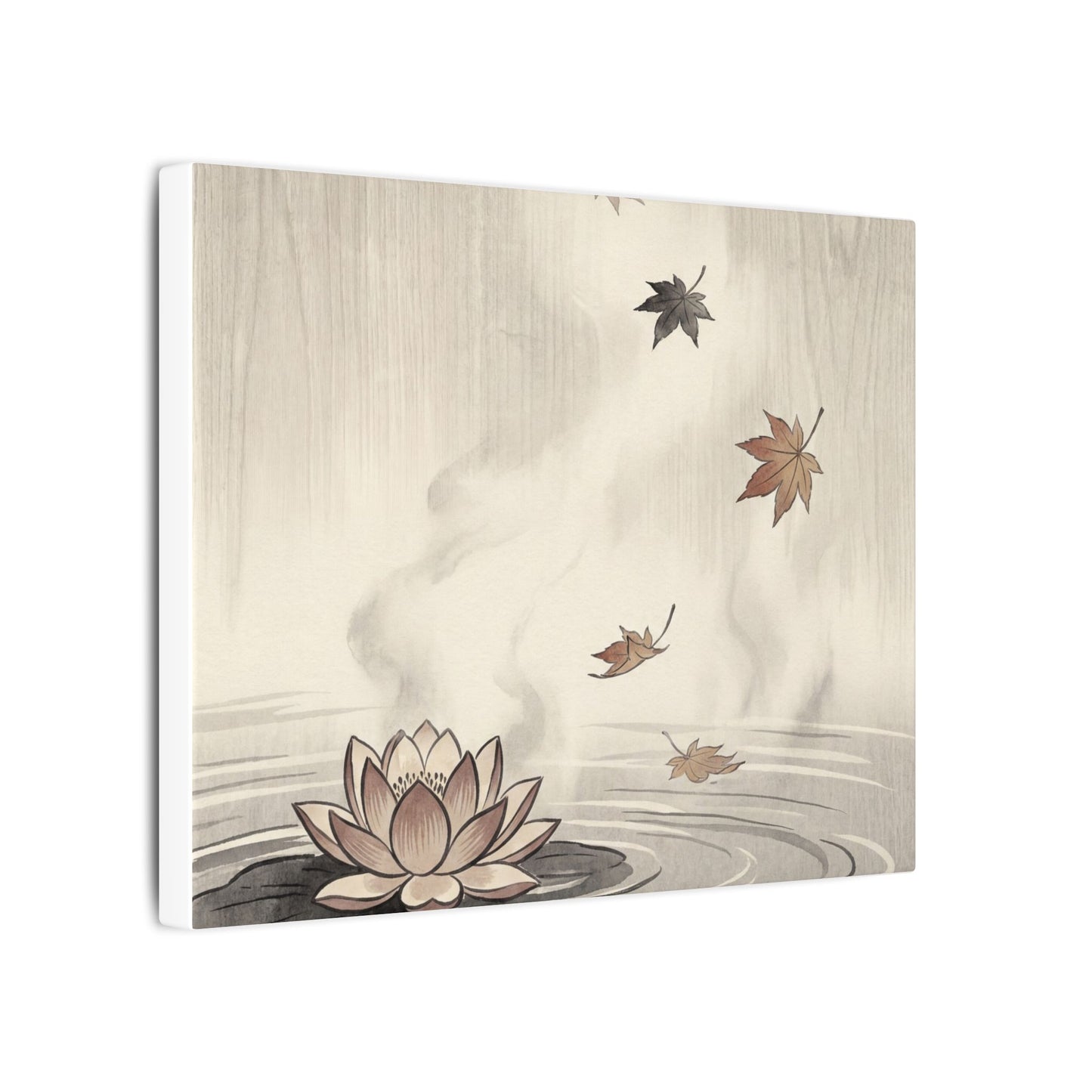 Lotus Flower Canvas Art | Autumn Zen Ukiyo E Inspired Art