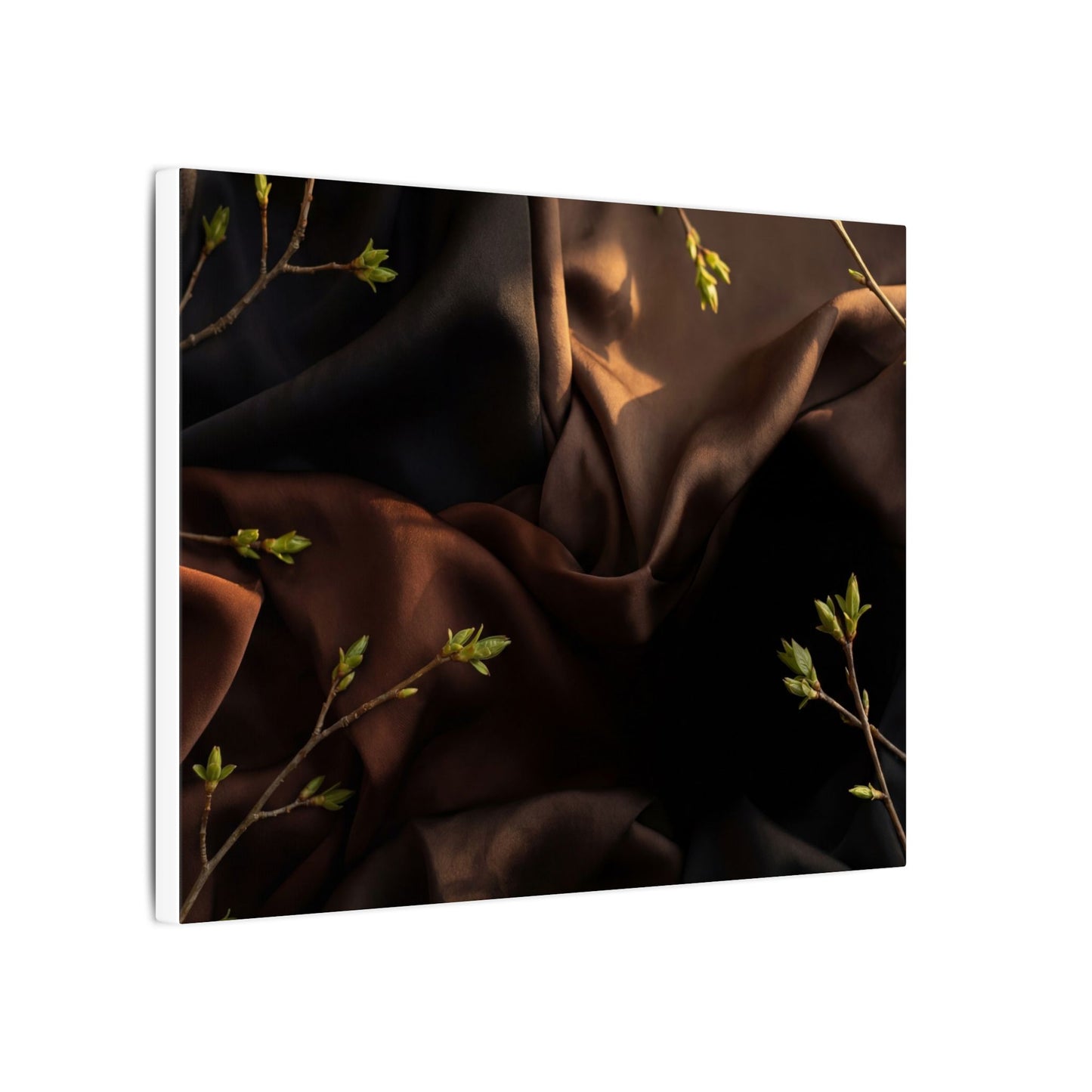 Dark Japandi Silk Drape in Golden Hour | Moody Minimal Canvas Art