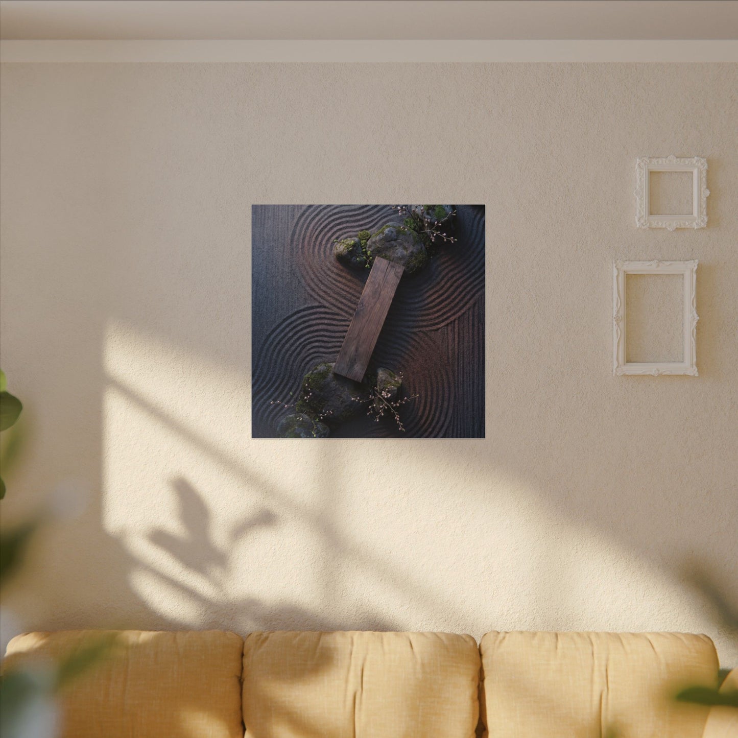 Spring Rock Garden Moody Minimal Canvas Art | Atmospheric Decor