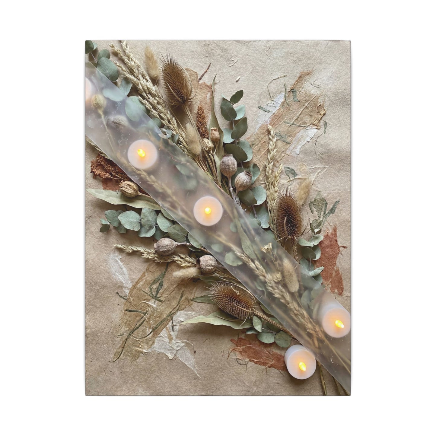 Candlelight Dried Flowers Canvas Art - Japandi Kanso