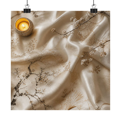 Warm Silk Drape Wall Art Print - Japanese Pattern Japandi