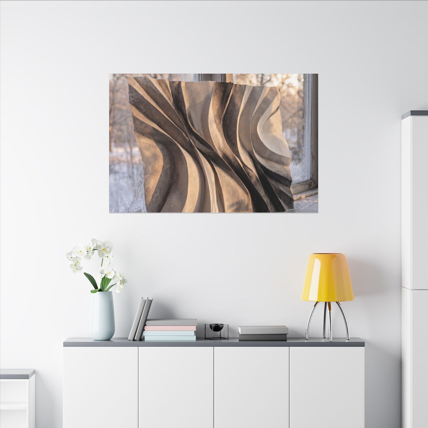 Mono No Aware Paper Fold Canvas Art - Japandi Minimal Line