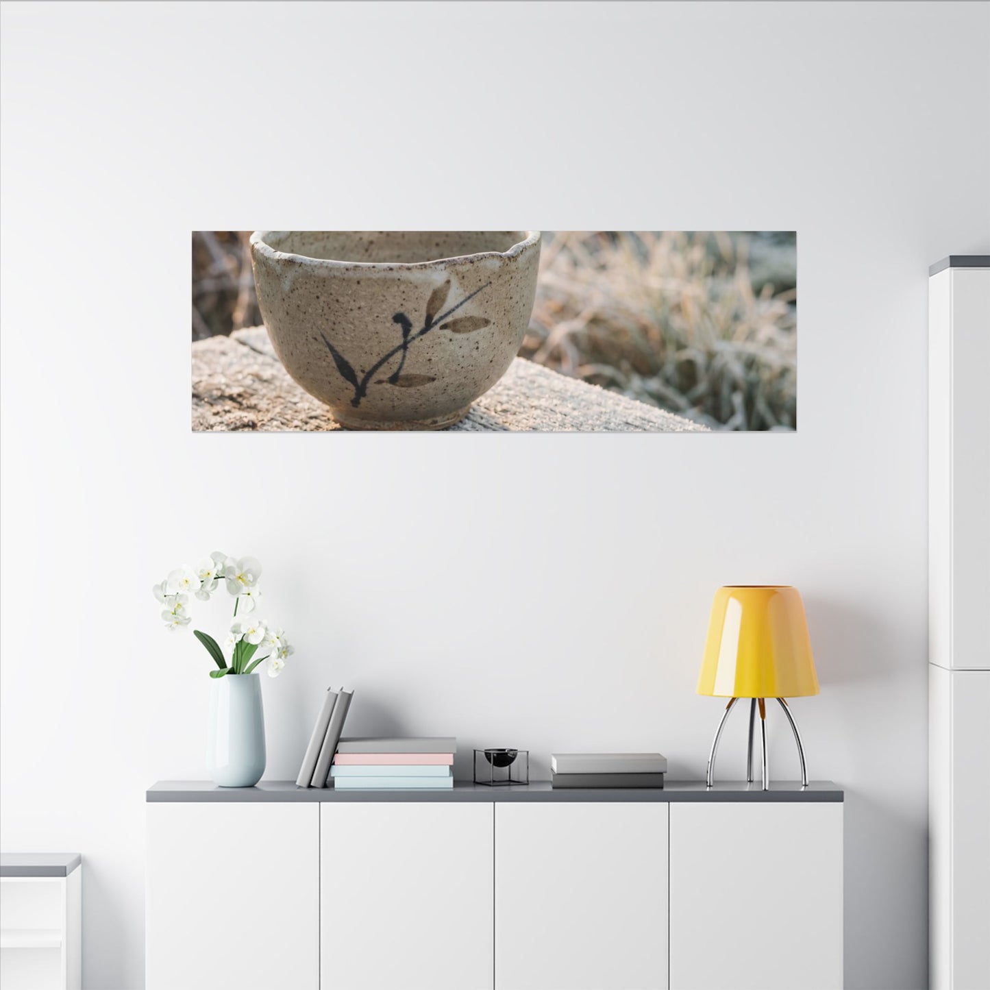 Golden Hour Ceramic Bowl Canvas Art - Japandi Ma