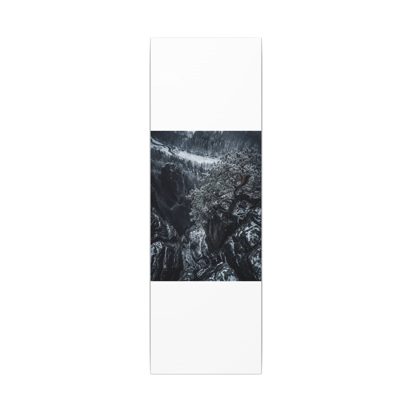 Dark Japandi Pine Tree in Dappled | Dark Texture Canvas Art