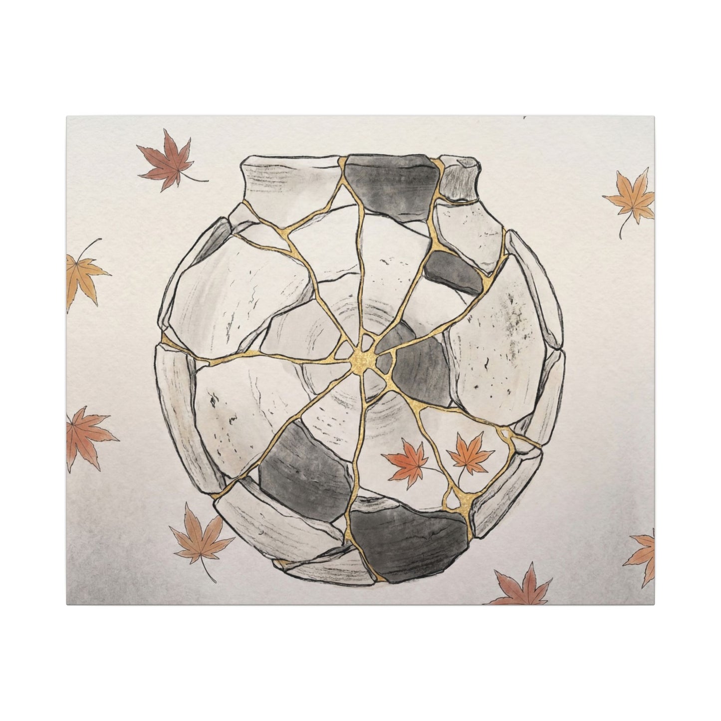 Japandi Broken Pottery in Dawn | Minimal Line Canvas Art