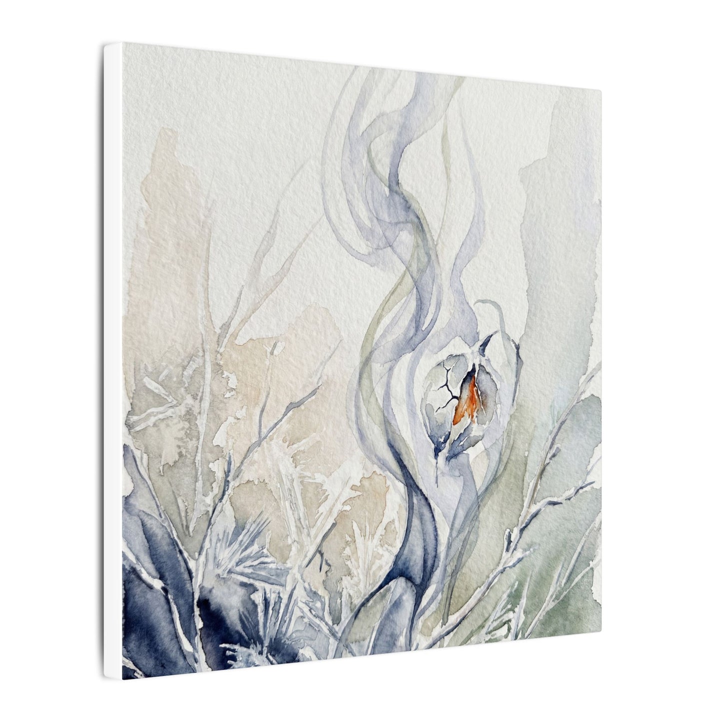 Earthy Incense Smoke Canvas Art - Watercolor Japandi