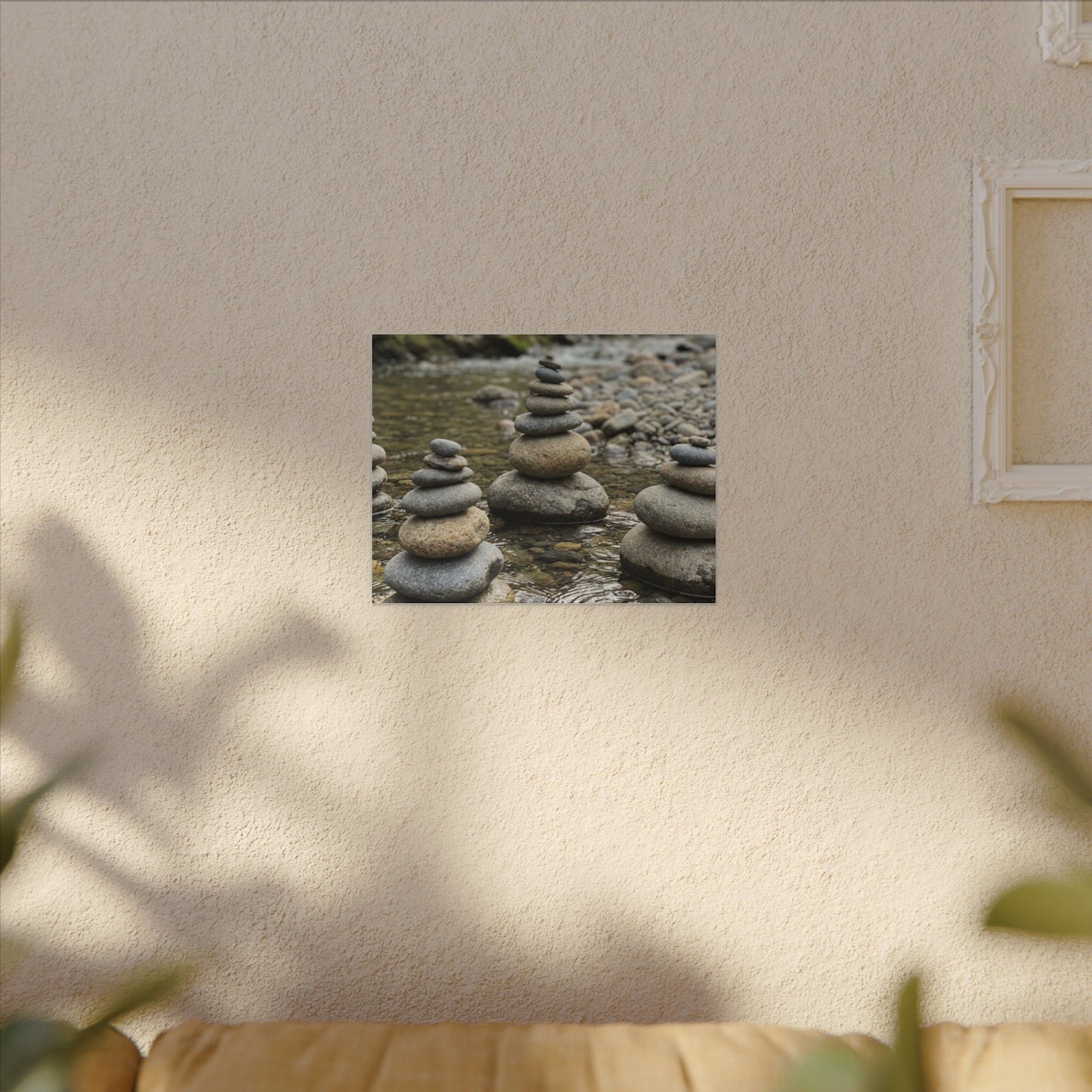Zen River Stones in Dawn | Karesansui Canvas Art