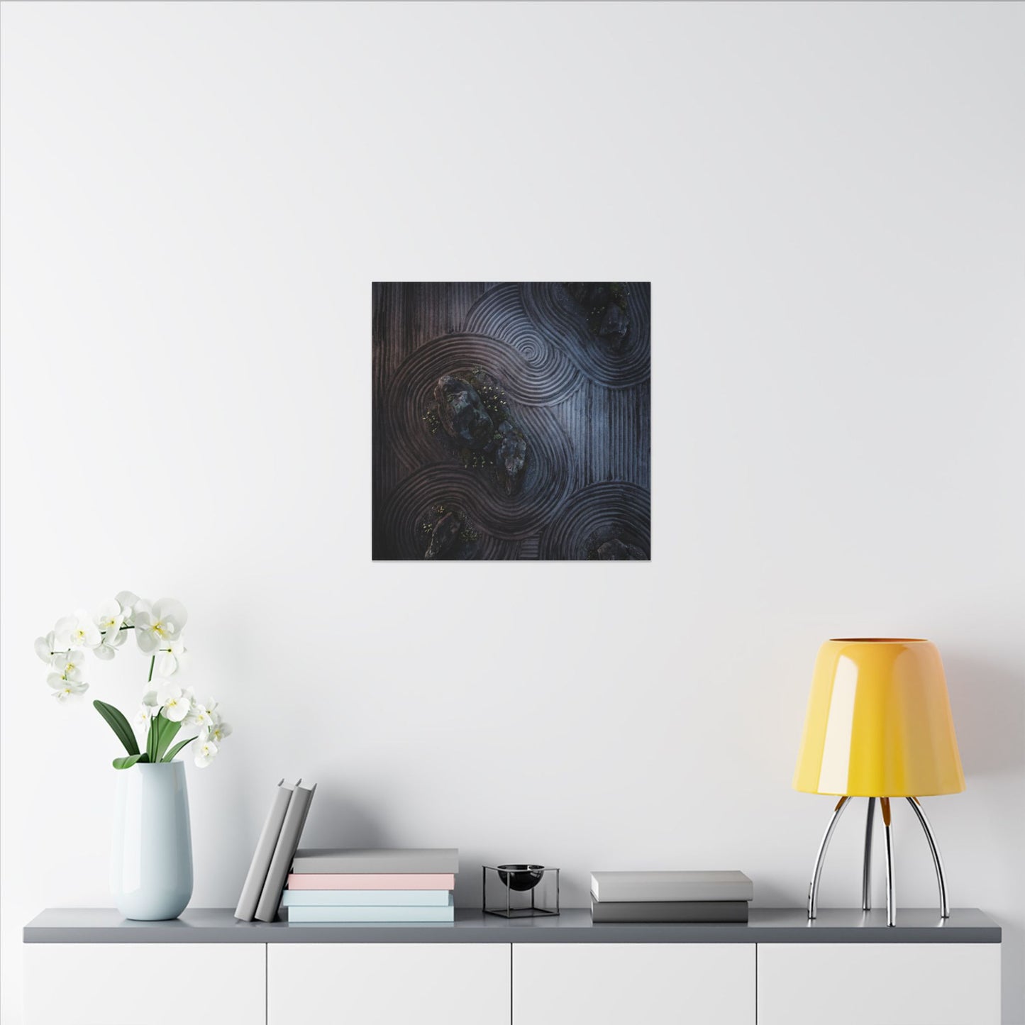 Spring Rock Garden Charcoal Ink Canvas Art | Bold Decor