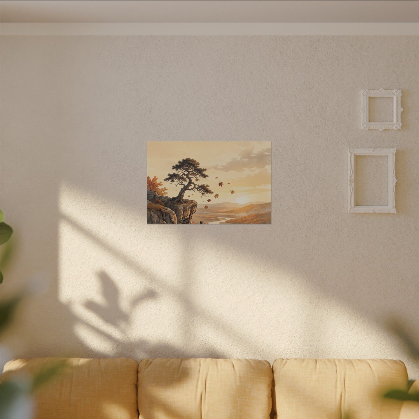 Pine Tree Autumn Canvas Art | Japandi Warm Design