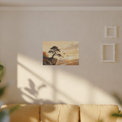 Pine Tree Autumn Canvas Art | Japandi Warm Design