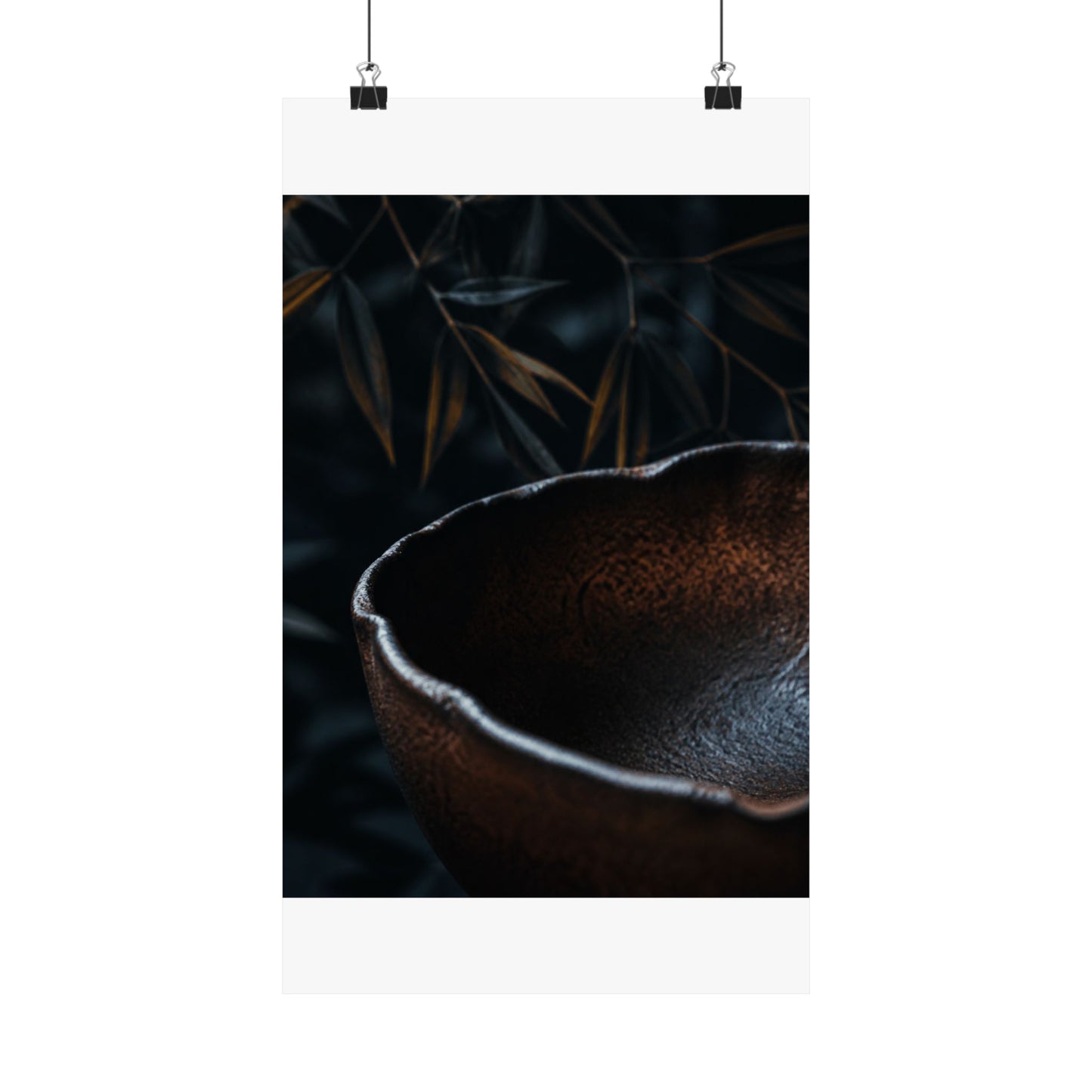 Moonlight Ceramic Bowl Wall Art Print - Dark Japandi Kanso