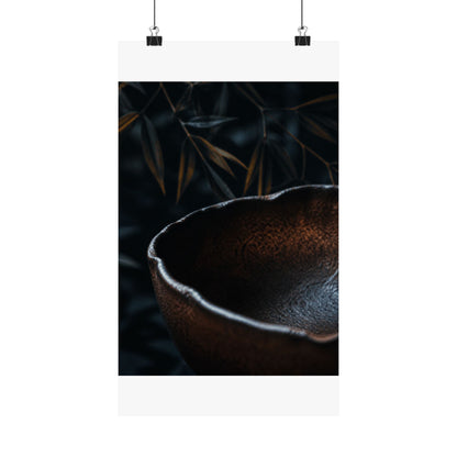Moonlight Ceramic Bowl Wall Art Print - Dark Japandi Kanso