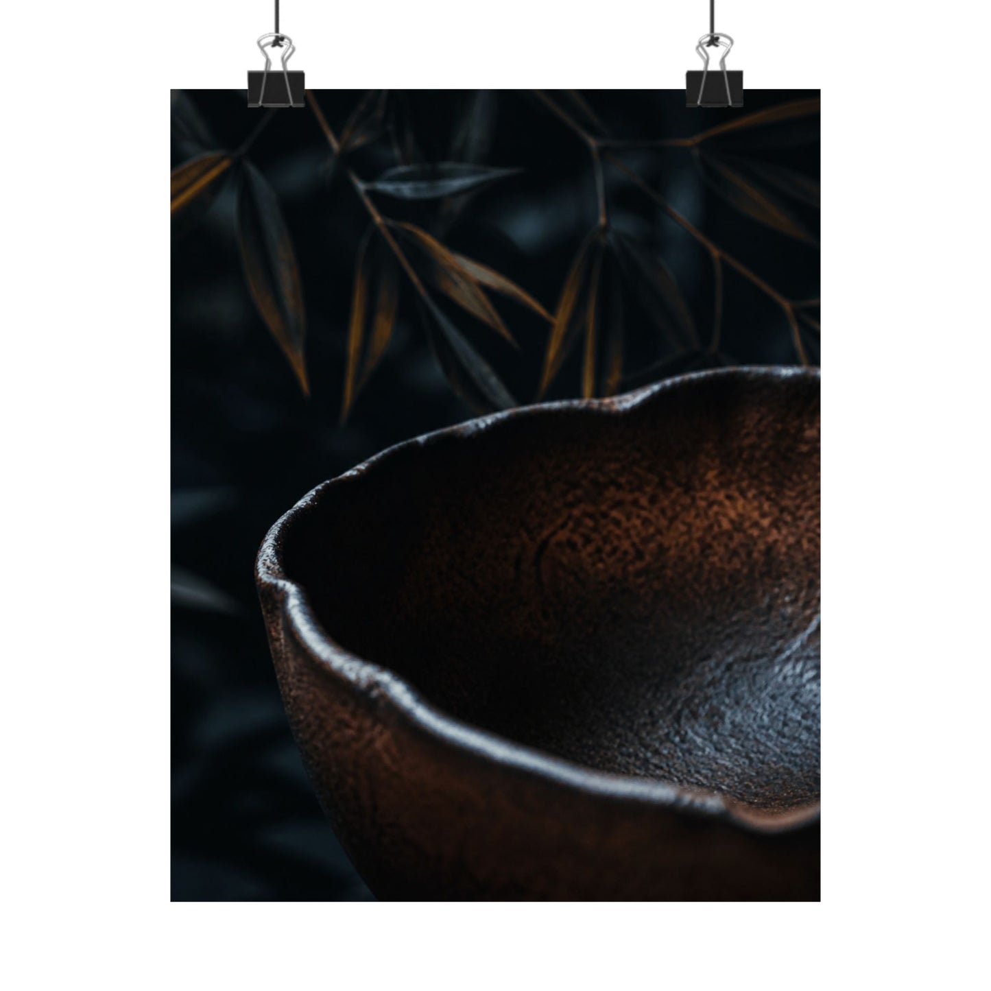 Moonlight Ceramic Bowl Wall Art Print - Dark Japandi Kanso