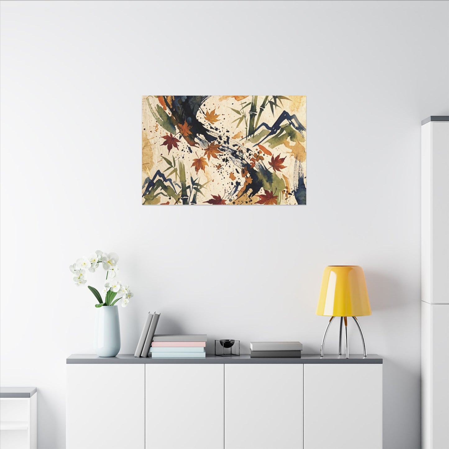 Golden Hour Ink Brushstroke Canvas Art - Zen Shibui