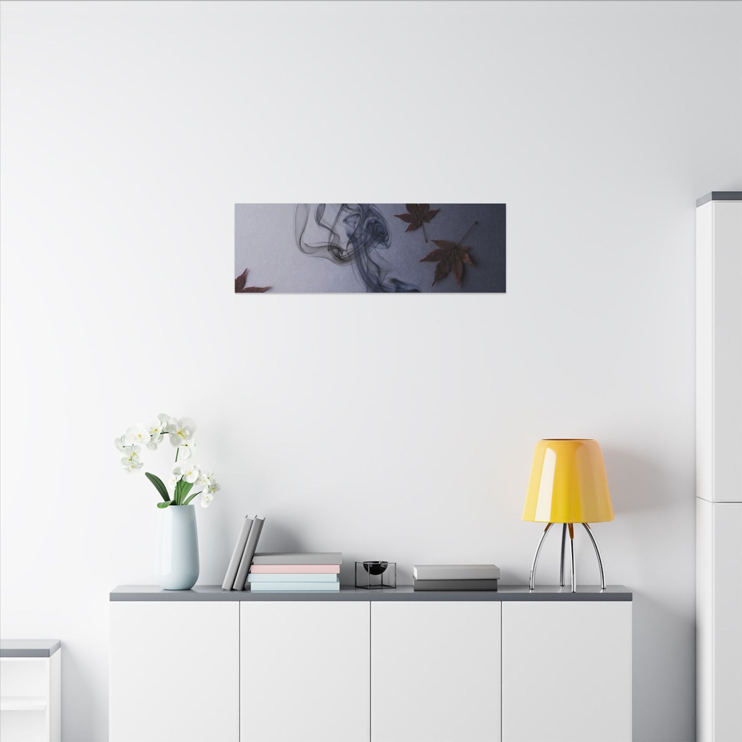 Dark Japandi Incense Smoke in Dawn | Moody Minimal Canvas Art