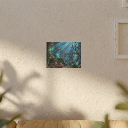 Spring Tea Ceremony Forest Whimsy Canvas Art | Cozy Decor