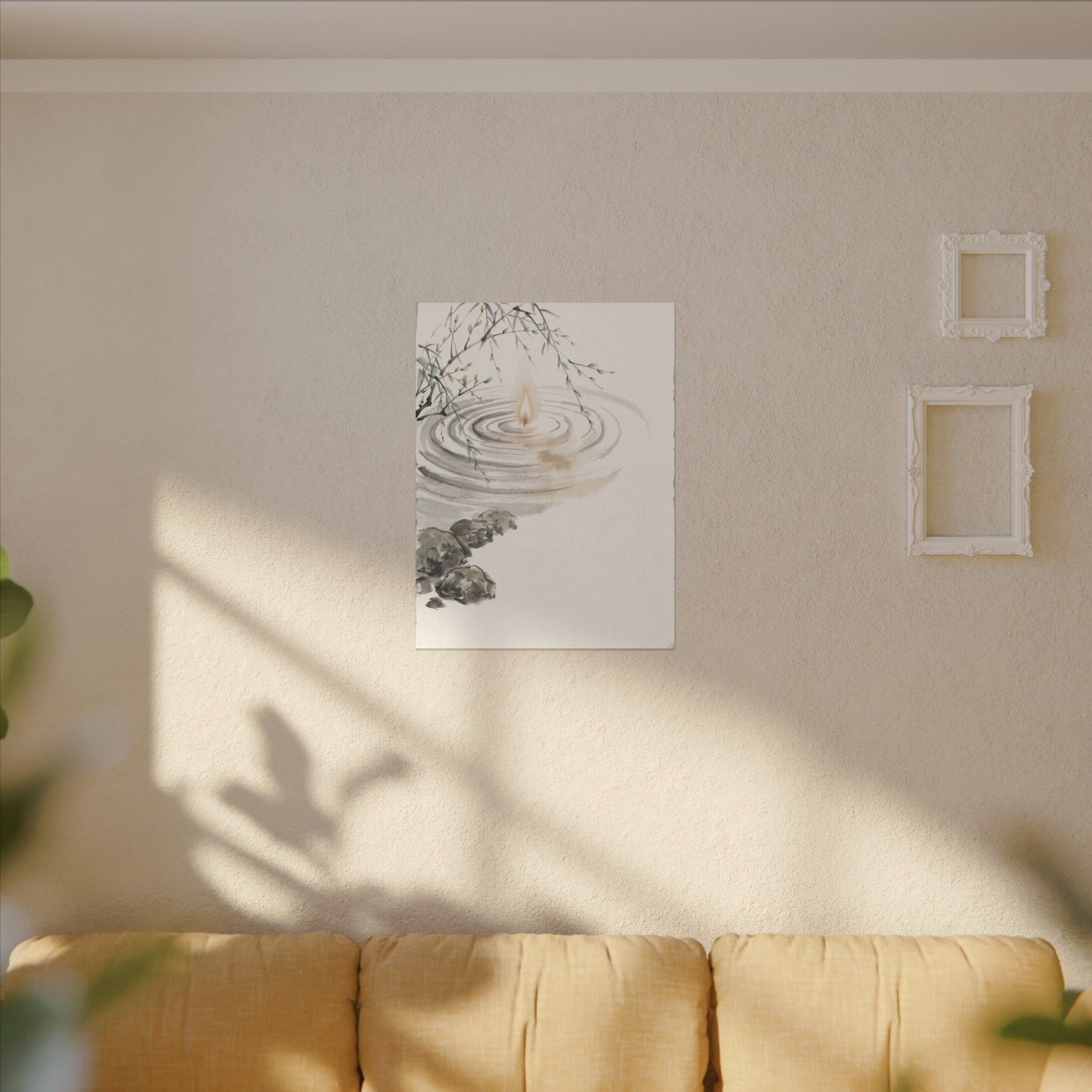 Water Ripple Sumi E Canvas Art | Tranquil Zen Art