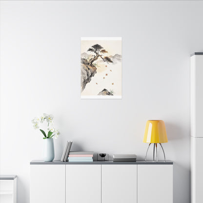 Peaceful Pine Tree Canvas Art - Sumi E Zen