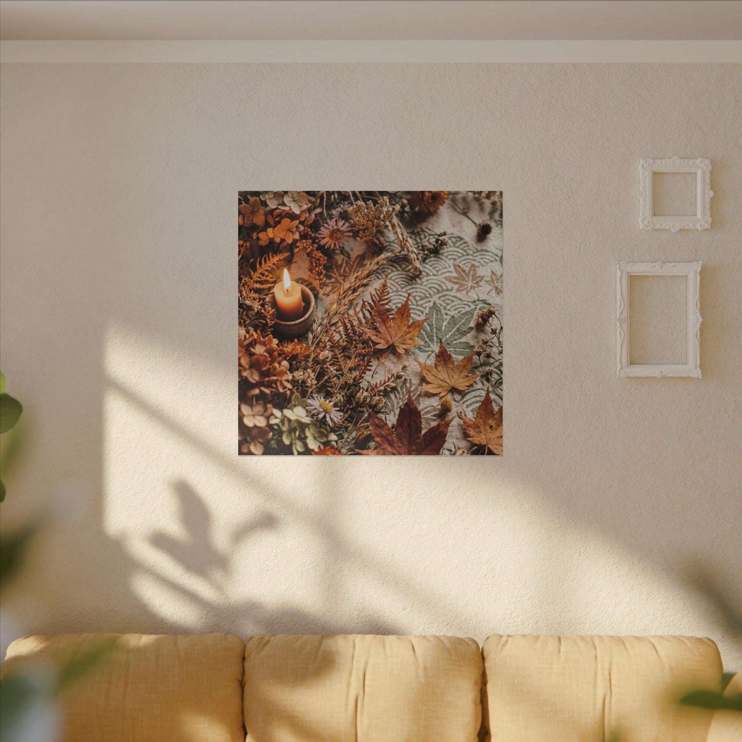 Candlelight Dried Flowers Canvas Art - Japandi Seijaku