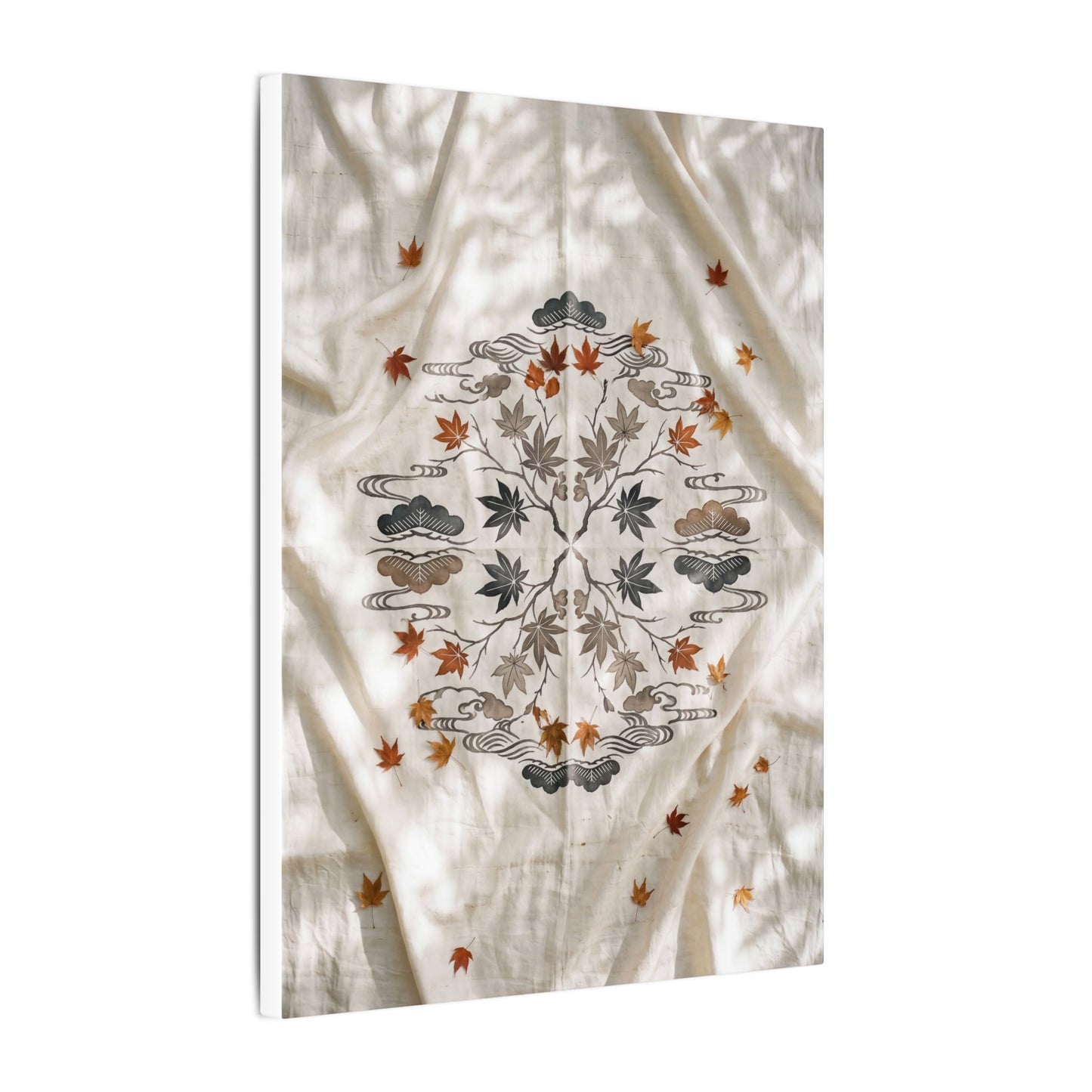 Elegant Silk Drape Canvas Art - Japanese Pattern Japandi