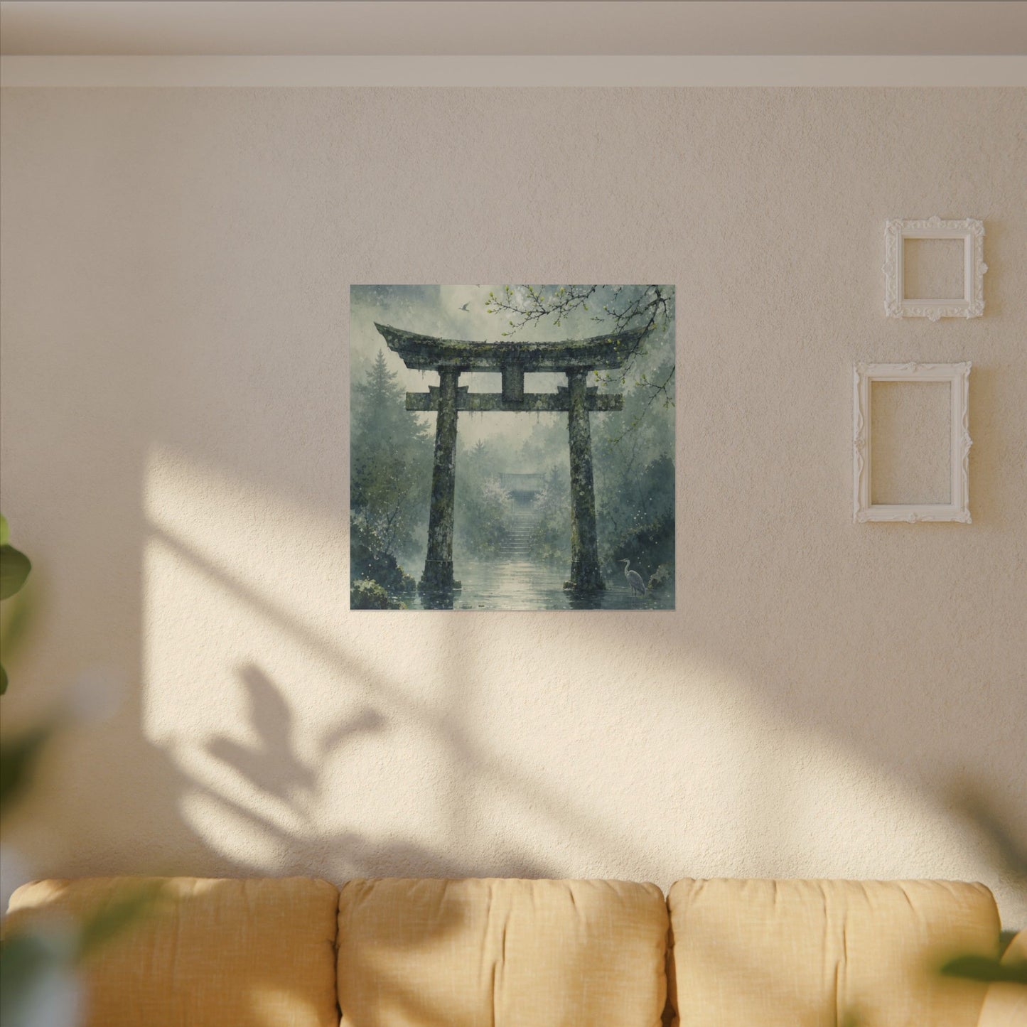 Earthy Torii Gate Canvas Art - Watercolor Japandi