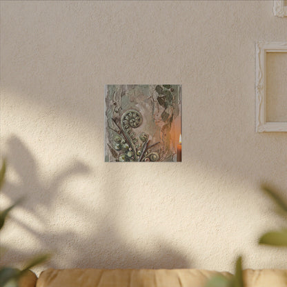 Japandi Fern Unfurling in Candlelight | Texture Canvas Art