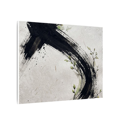 Ink Brushstroke Spring Canvas Art | Dark Japandi Sophisticated Design