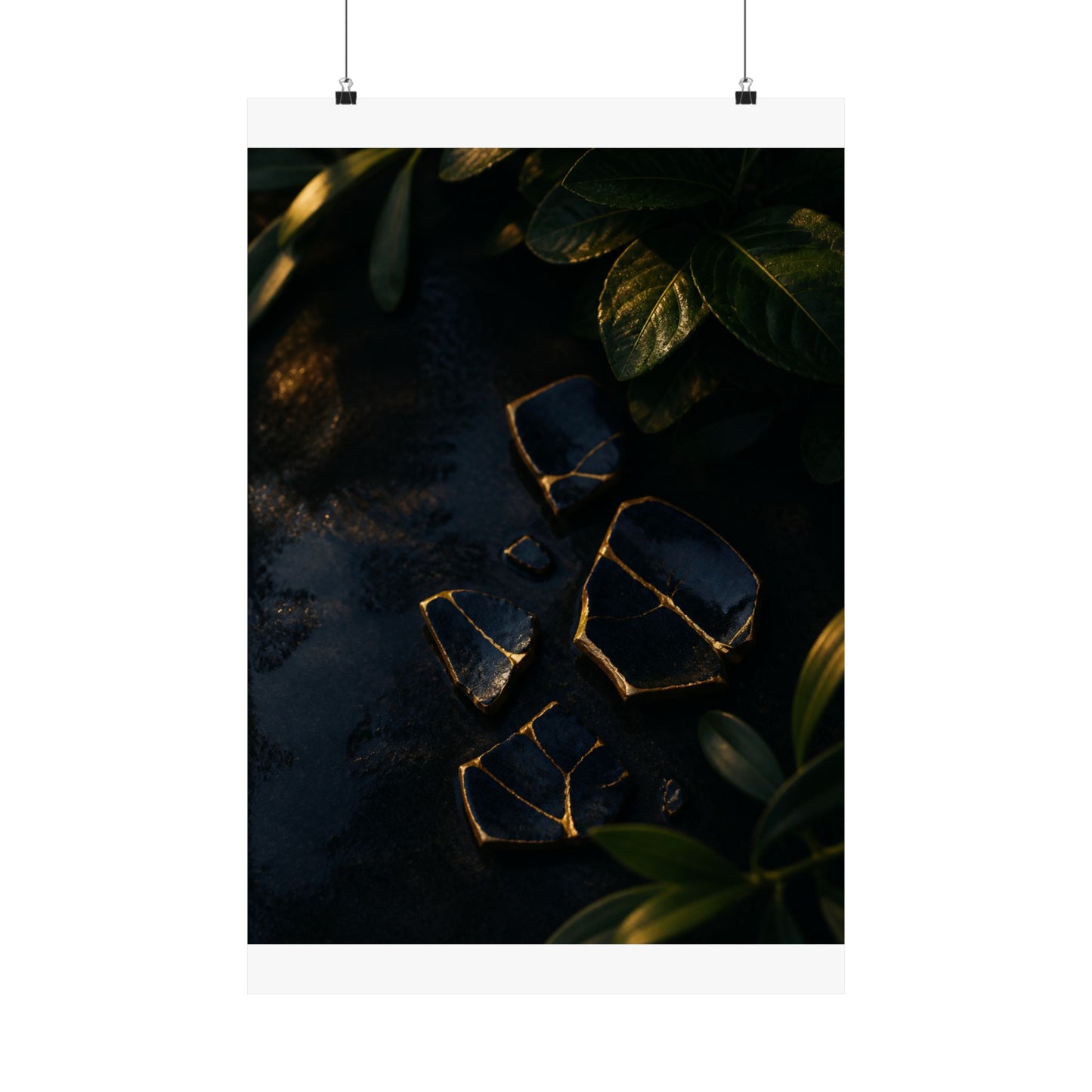 Broken Pottery Wall Art Print | Summer Dark Japandi Moody Minimal Art