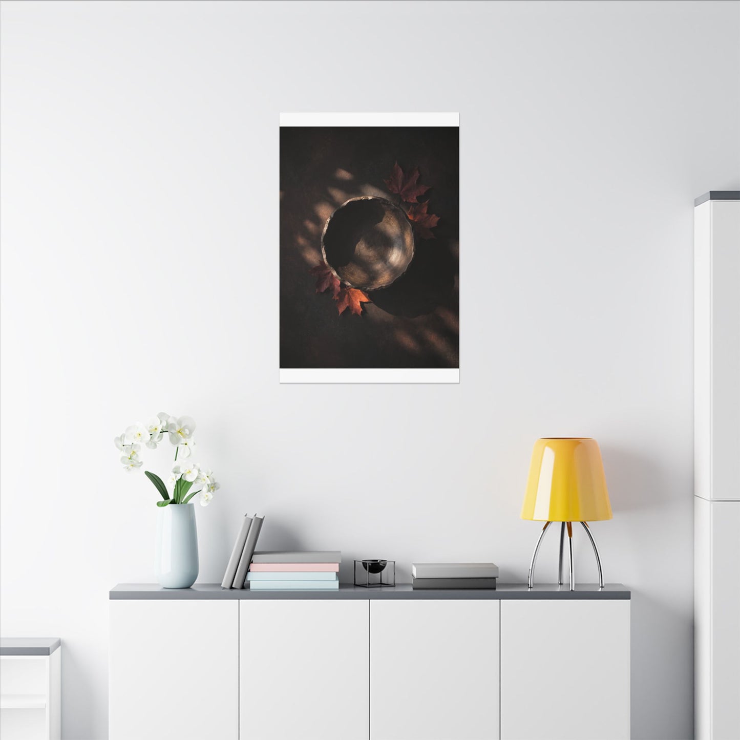 Ceramic Bowl Canvas Art | Autumn Dark Japandi Dark Texture Art