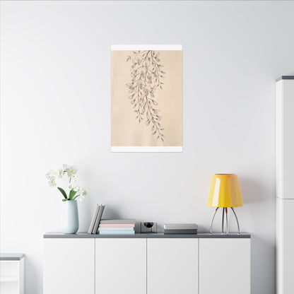 Japandi Wisteria in Golden Hour | Minimal Line Canvas Art