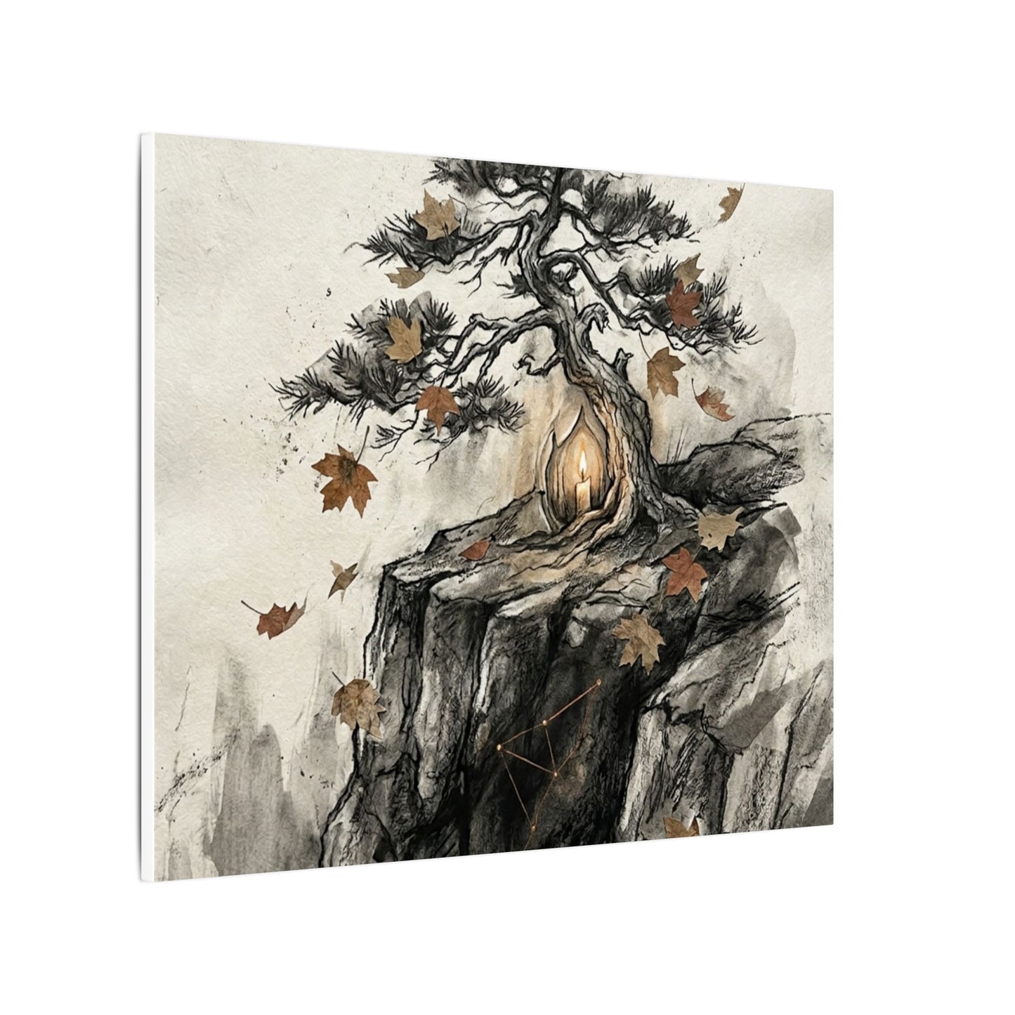 Pine Tree Autumn Canvas Art | Japandi Earthy Design