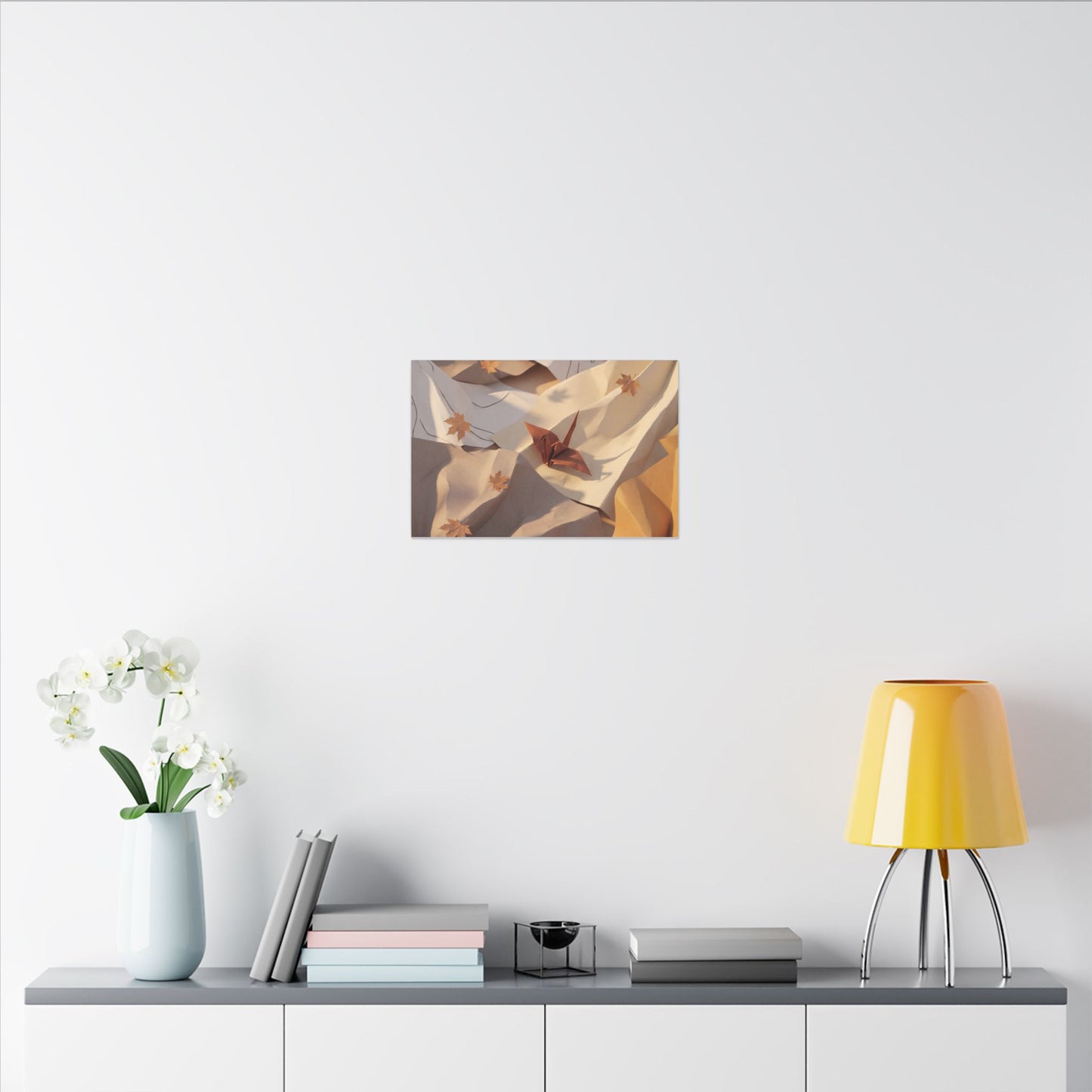Autumn Paper Fold Minimal Line Canvas Art | Cozy Decor
