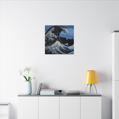 Ocean Wave Canvas Art | Winter Kintsugi Gold Repair Art