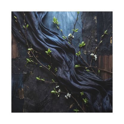 Spring Silk Drape Dark Texture Canvas Art | Atmospheric Decor