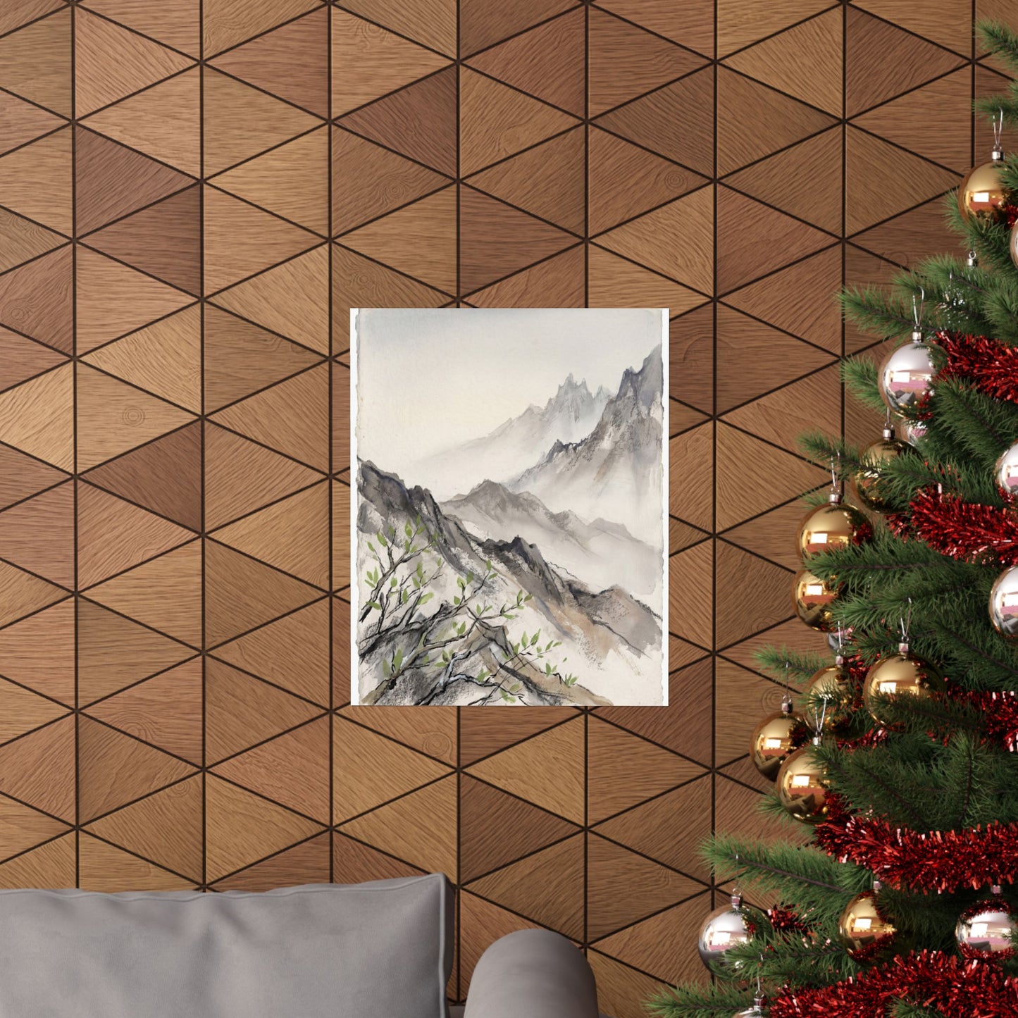Mountain Mist Spring Wall Art Print | Japandi Elegant Design
