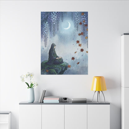 Zen Wisteria in Moonlight | Ukiyo E Inspired Canvas Art