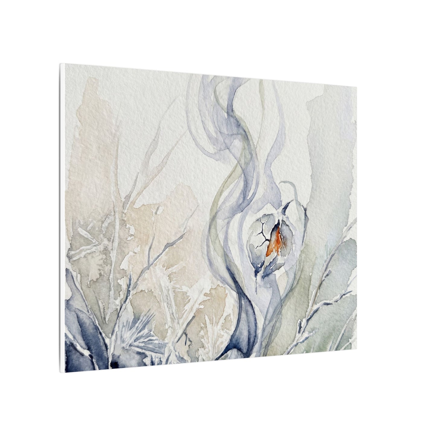 Earthy Incense Smoke Canvas Art - Watercolor Japandi