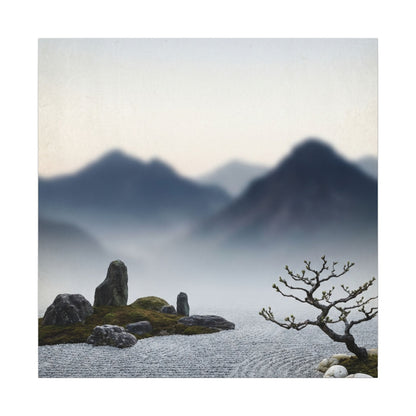 Mountain Mist Karesansui Canvas Art | Contemplative Zen Art