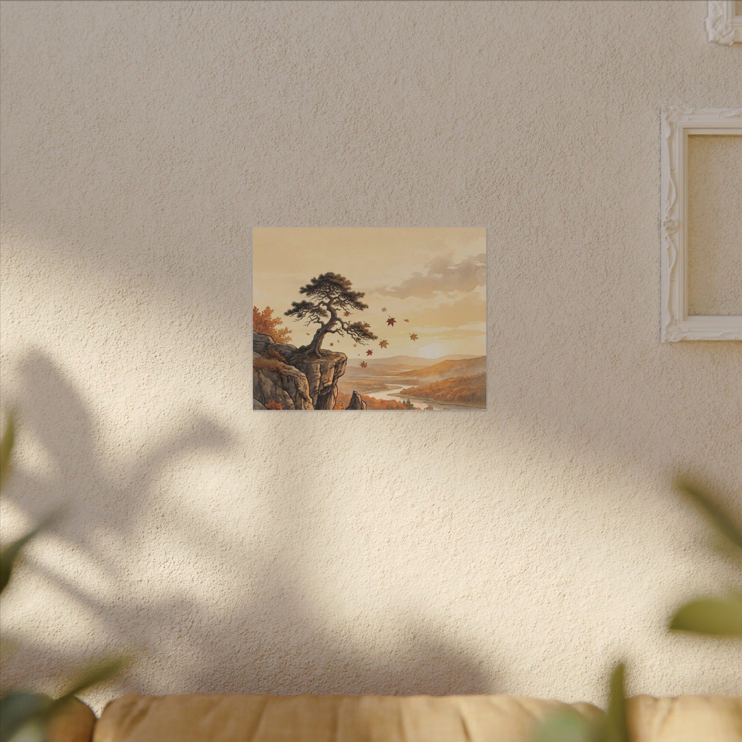 Pine Tree Autumn Canvas Art | Japandi Warm Design