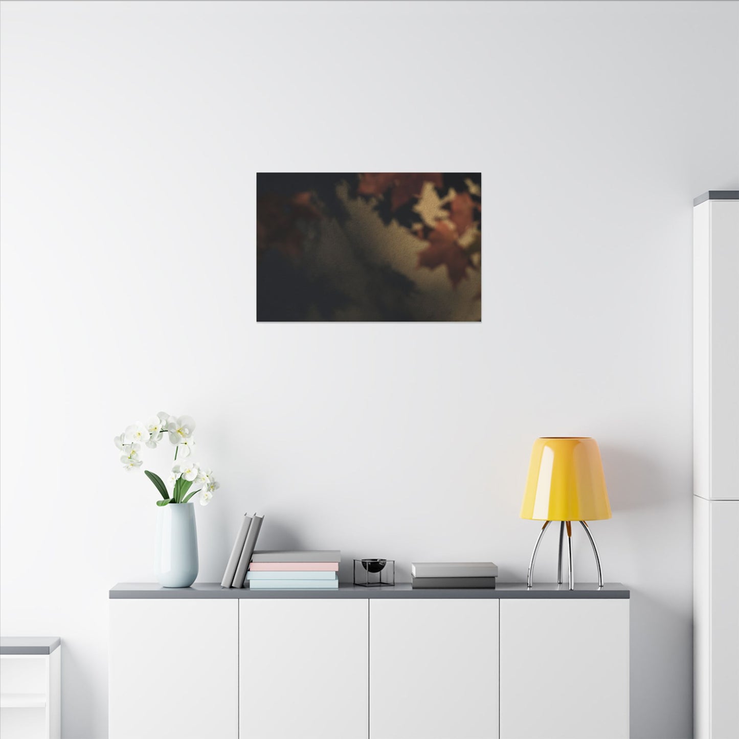 Shadow Play Canvas Art | Autumn Dark Japandi Moody Minimal Art