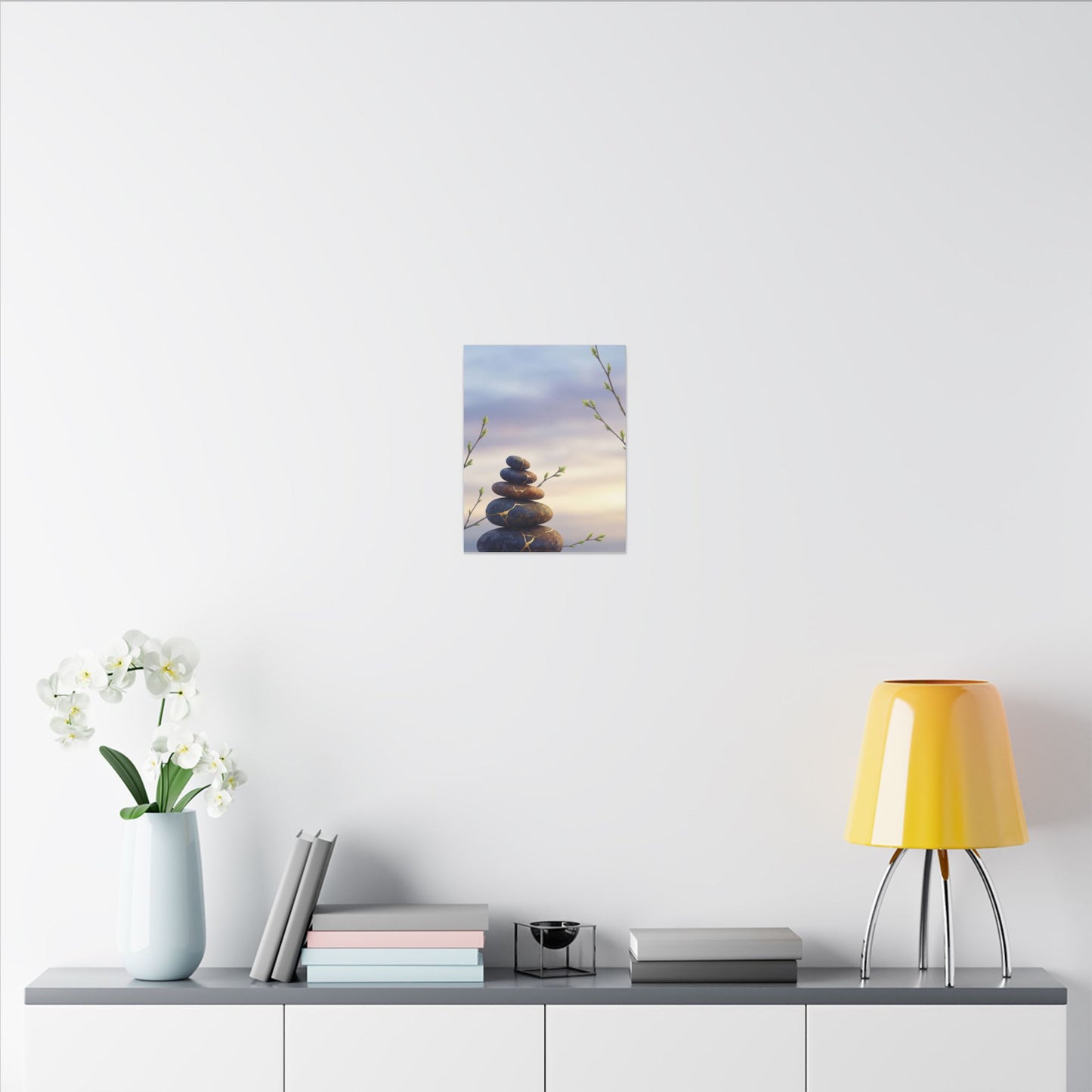 Spring River Stones Gold Vein Canvas Art | Philosophical Decor