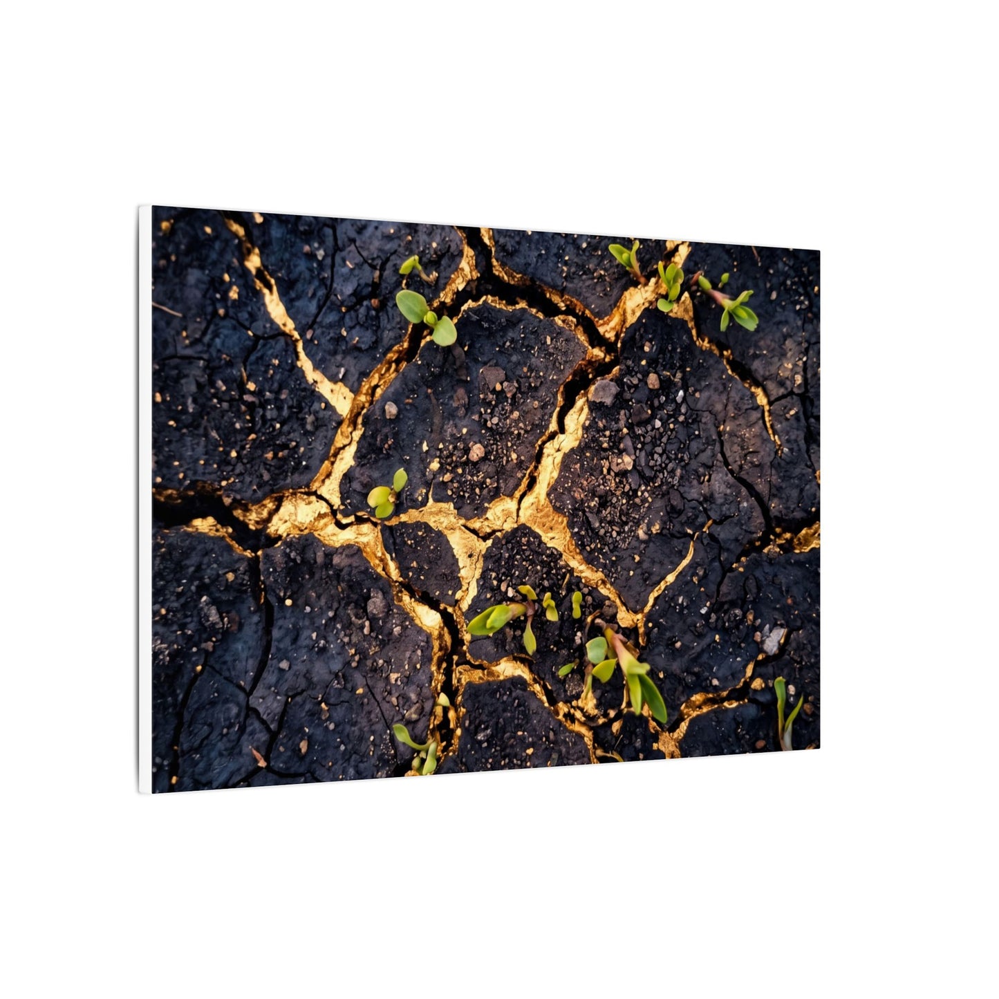 Spring Cracked Earth Crackle Gold Canvas Art | Healing Decor