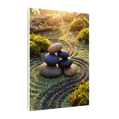 Zen River Stones in Golden Hour | Karesansui Canvas Art
