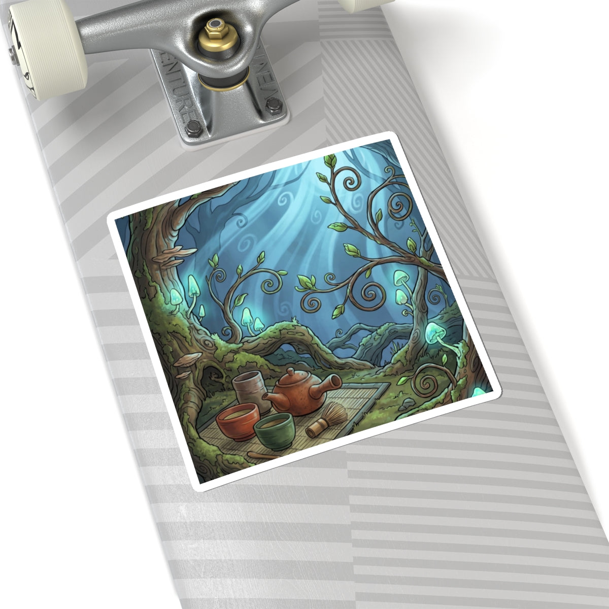 Spring Tea Ceremony Forest Whimsy Sticker | Enchanting Decor Art Print